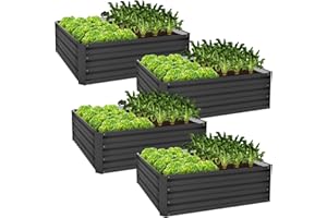 ML DESIGN MODERN LIVING ML-Design Juego de 4x Arriate de Altura para Plantas, Cama Elevada 90 x 90 x 30 cm 240 Litros Antracita Marco para Huerto Urbano, Impermeable Accesorio para Jardín Ideal Verduras Frutas Flores Cultivo