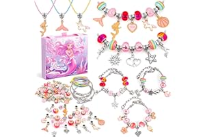 Tomylv Girls Charm Bracelet Making Kit | Arts & Crafts Gifts for Teenage 6 7 8 9 10 11 12 Christmas Birthday Easter Girls Teen Kids | Jewellery Mermaid Gift