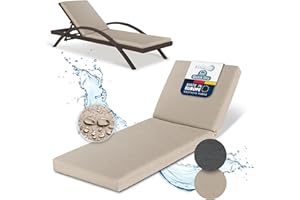 ‎BEAUTISSU Beautissu Deckchair Auflagen für Gartenmöbel Wasserdicht Auflage Liege 190x60 cm Sonnenliege Auflage Outdoor Polster Wetterfest Schnell Trocknend Waschbar – Auflagen für Gartenliegen Beige