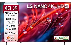 LG 108 cms (43 inches) NU87 AI Series Nano 4K Ultra HD (3840 x 2160) Smart webOS LED TV 43NU870BPLA 2026