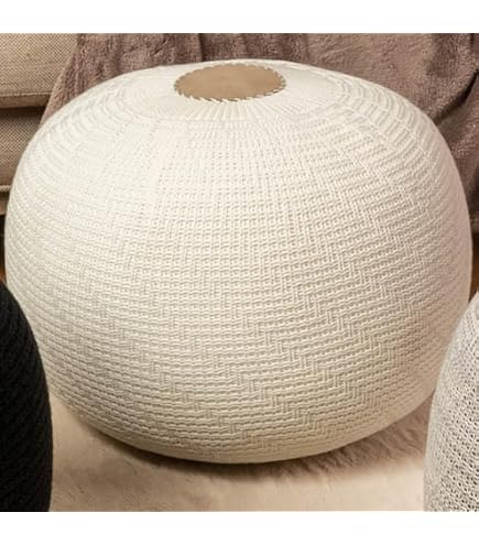 Homescapes Sitzpouf Folk 40x45 Cm – Runder Fußhocker Aus Recyceltem Fleece Im Chindi-Stil (schwarz-bunt)