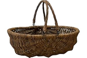 Selections Natural Willow Garden Trug Storage Harvesting Basket with Folding Handles