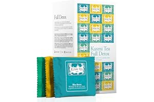 Kusmi Tea - Coffret de thé en sachet Full Detox - Assortiment Thés Verts Aromatisés - Thés Detox, BB Detox, Blue Detox - Boite de 24 sachets mousseline