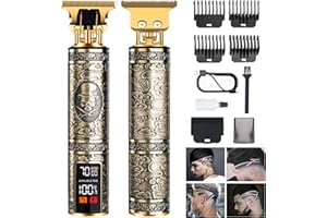 AURUZA Professional Beard and Hair Trimmer for Men Cordless Rechargeable Grooming Kit with Zero-Gap T-Blade Shaver, LCD Display and Long-Lasting Battery, Gift for Men