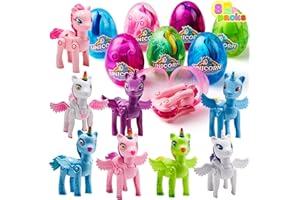 JOYIN 8 Pack Pre Filled Easter Egg with Unicorn Deformation Toys 3.5" 8.9 cm, Easter Party Favor for Girls Toddlers Kids Easter Egg Hunt, Basket Stuffers Filler, Classroom Prize Supplies