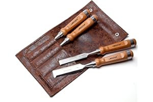 Libraton Wood Chisel Set - 4PCs Professional Carpenter Chisels for Woodworking With Wooden Handle
