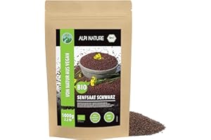 Alpi Nature Graines de Moutarde BIO Noire Brune 1kg, bio Graine de Moutarde Brune Noire