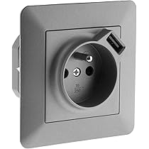 Prise électrique Artezo 2P+T 16A - Design Moderne, Bornes Automatiques - Titanium