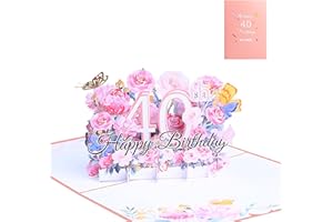 FloraVigo Kartka urodzinowa, kartka pop-up, kartka z życzeniami 3D, kartka urodzinowa z okazji 40. urodzin