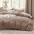 Bedsure Khaki Duvet Cover Queen Size - 3 Pieces Prewashed Extra Soft Bedding Set, Includes 1 Duvet Cover 90x90 Inches with Zipper Closure & 2 Pillow Shams, Comforter Not Included