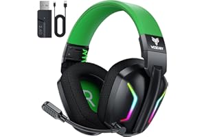 WESEARY WG1 Bluetooth Headset, 2,4G Wireless Gaming Headset mit Mikrofon für PS5, PS4, PC, Switch, Mac, Faltbarer Surround Sound Noise Cancelling Kopfhörer mit LED Licht, Über 50 Stunden Akkulaufzeit