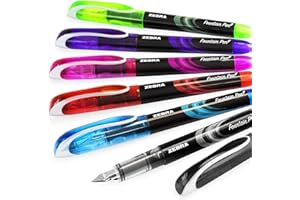 Zebra Fuente - jednorazowe pióro wieczne - czarny, jasnoniebieski, czerwony, zielony, różowy, fioletowy - opakowanie 6 szt.