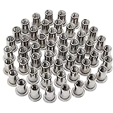 HSEAMALL M6 Stainless Steel Rivet Nut Flat Head Threaded Insert Rivnut Nutsert,50-Pack