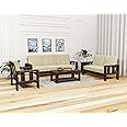 AS Furniture Wooden Sofa Set 6 Seater with Center Table for Living Room | Wooden Sofa Set | 6 Seater Sofa Set | Solid Sheesham Wood Sofa Set for Living Room Furniture (3+2+1 Walnut Finish)