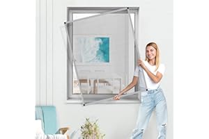 jarolift Fliegengitter für Fenster SlimLine Insektenschutz ohne Bohren, mit Alurahmen Spannrahmen, Mückenschutz Mückengitter, 60 x 150 cm, Silber