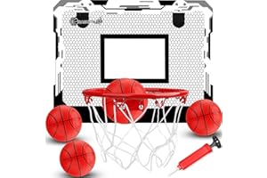 LNCOJOLM Indoor Basketballkorb Set mit 4 Bällen für Kinder Erwachsene, Basketball hängen an der Tür für Zimmer Büro Schlafzimmer