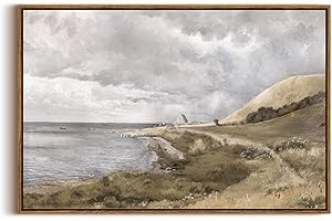 InSimSea Gerahmte Landschaft, Leinwand, große Wandkunst, Küstenwandkunst, Rebgemälde, Wanddekoration, rustikale Dekorationen für Wohnzimmer, Bauernhaus, Wanddekoration für Wohnzimmer, Schlafzimmer,