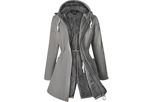 ATLASLAVA Wintermantel Damen Fleece Warm Lang Jacke Softshellmantel übergangsmantel Winter