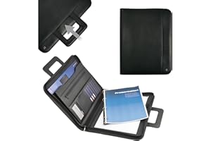 DESQ Porte-document de conférence A4 3683 - Avec classeur à anneaux de 25 mm, Poignées rétractables, 13 pochettes, Fermeture éclair, Espace de rangement supplémentaire, Bloc-notes inclus, Dutch Design