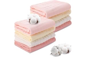 Zuimei 8 Pack Muslin Squares Cotton Muslin Cloths For Baby Burp Cloths Wipes Baby Essentials for Newborn Wiping Bathing Feeding