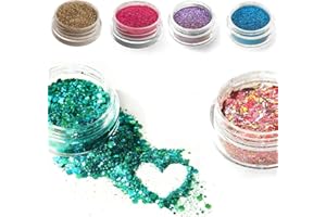 QEEROYO 6 Pack of Biodegradable Eco Glitters - incl 2 CHUNKY! - Cosmetic Grade