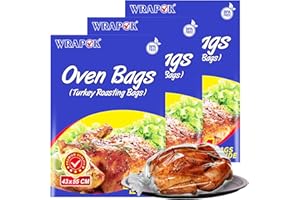 WRAPOK Large Turkey Roasting Bags Cooking Oven Chicken Bag For Meat Poultry Fish Seafood Vegetable - 12 Bags (17 x 21.5 Inch)