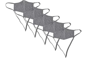 ‎KUNSTIFY KUNSTIFY 5 Stück Stoffmaske mit verstellbaren Ohrschlaufen Neckstrap Umhängemaske Mundschutz Maske aus Baumwolle Stoffmaske Kinder und Erwachsene Dunkelgrau