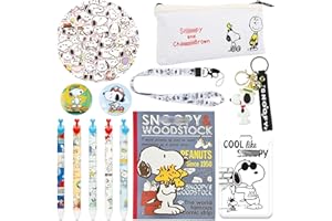 Heartsking Snopy Stationery Set, Cute Case with Gel pen, Notebooks, Stickers, Keychain, Lanyard with ID Badge, Brooch, Cute Stationery set,Back to School Gifts for Girls Boys Kids