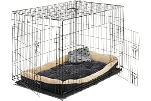 Alphapet® Heavy Duty Pet Dog Cage INCLUDING FITTED FLEECE BED AND BLANKET Puppy Rabbit Animal Car Cage Crate Foldable Carrier Run Hutch Available in 5 Sizes (X Large (42") with Bed)