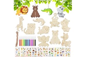 Dbuwqips 49 Piezas Manualidades Niños Manualidades Kit Manualidades Juego de Maderas para Manualidades para Niños Animales Manualidades de Madera de Bricolaje para Niños 3 4 5 6 7 8 años