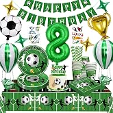 8 Years Decoration Birthday Football, Set Party Decoration Children Football Balloons Birthday, Plates, Tablecloth, Cups, Nap
