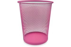 EUROXANTY Papelera de Oficina Circular | 27 x 24 cm | de Rejilla Metálica | Habitación Rosa | 10 L