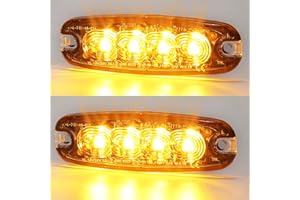 AGRISHOP 2pcs Lampe Stroboscopique Led 12v24v Voiture Moto, 4leds Ultra MinceLumière Avertissement De Danger,Led Avertissement Barre Lumineuse Led Auto Flash Lamp pour Véhicule Remorque Camion Van Car
