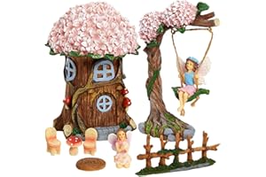 JUVALE Miniaturowy zestaw ogrodowy, fantazyjne dekoracje ogrodowe, łącznie 8 sztuk