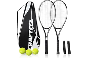 CRAFTEEL 27" Tennis Rackets Set of 2, Family Beginner 27 Inch Tennis Racket Set for Outdoor Recreational Sport Game