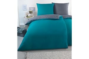 ‎MALIKA MALIKA® Bettwäsche 135x200 4 teilig | ÖkoTex zertifiziert & für Allergiker geeignet |Bettwäsche Set mit je 2 Bettbezügen 135 x 200 & Kissenbezügen 80x80 | modern & hochwertig, Farbe:PETROL-GRAU