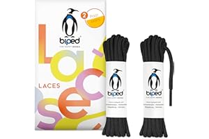 ‎BIPED biped LACES 2 Paar reißfeste Schnürsenkel für Lederschuhe, Boots, Stiefel - für Arbeit, Freizeit und Sportschuhe - 100% Polyester Schuhbänder rund ø 4 mm z2914(#2 black,100 cm)