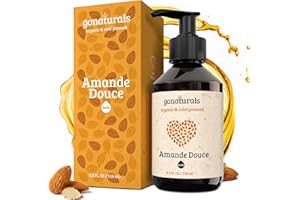 GoNaturals® Huile Amande Douce Certifiée BIO -250ml- 100% Pure & Pressée à Froid - Sans Hexane ni Parfum - Huile Corporelle Hydratante pour le Corps, Visage, Cheveux, Ongle, Bébé, Sweet Almond Oil
