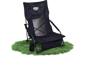 Fuchs Camper Strandstuhl klappbar – Campingstuhl mit hoher Rückenlehne & Mesh-Gewebe – Faltbarer Outdoor Stuhl mit Getränkehalter und Taschen – Tragbar & belastbar über 150 kg (1 Stück - Schwarz)