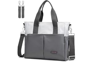 ROYAL FAIR Nappy Changing Bags, Baby Changing Bag For Mom And Dad Portable Messenger Tote Bag With Pram Clips, Maternity Diaper Bag Travel Tote Bag (Grey,Small)