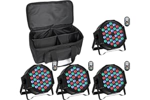 Leleght 4 PCS RGB LED Stage Light with Bag, 72W Par Can Light DMX 7CH with Remote Control and Sound Activation, 7 Lighting Modes Disco Lights for Parties Wedding Church Live Show Halloween Christmas