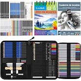 KALOUR 76 Piece Art Supplies Set, Drawing and Drawing Kit with Tutorial Book, Sketchbook and Paper, Pencils, Pastels, Waterco