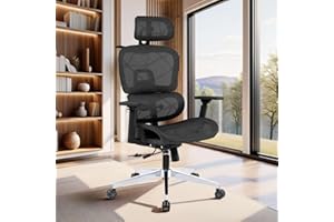SOSINYA Silla de Oficina Ergonómica, Silla Gaming, Diseño ergonómico, Ruedas giratorias silenciosas, Cojín del Asiento Ajustable, Reposabrazos 4D & Reposacabezas 2D, Capacidad Máxima de 150 kg