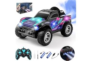 NFOIEIS Coche Teledirigido para Niños, 2.4Ghz Coche RC con Spray, Luces y Efectos de Sonido, Camiones Teledirigidos con 2 Baterías Recargables Resistencia 60 Minutos, Juguete Regalo para Niños Niñas 6-12 Años