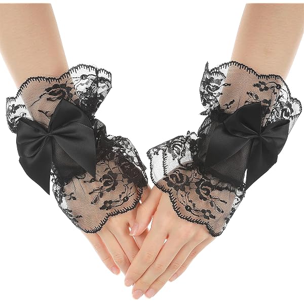 Damen Spitzen Handschuhe Fingerlos – 2 Stück Schwarz-weiß, Für Hochzeit, Abendparty, Dinner