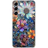 PrintiFy Samsung Galaxy S22 ile Uyumlu Vitray M&uuml;cevher Flora Tasarımlı Şeffaf Silikon Kılıf