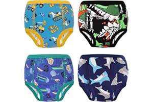 FLYISH DIRECT Calzoncillos de Entrenamiento para Niños y Niñas, 4-Pack de Ropa Interior de Entrenamiento Reutilizable, 100% Algodón, 6-Capas Absorbentes Braguitas de Aprendizaje, 3 años