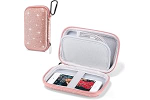 ULAK Etui na odtwarzacz MP3, brokatowe, twarde etui podróżne, etui ochronne do przechowywania MP3, odtwarzacza MP4, słuchawek, iPoda Touch, różowe złoto