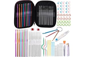 Ramlur Crochet Hook Set, Crochet Kits for Beginners Adults, Crochet Needles Set with Stitch Markers, Purple Crochet Hook Case, Knitting Needles, and Crochet Accessories for Crochet Hook Lovers