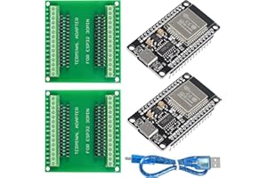 DUBEUYEW 2pcs Type-C USB ESP32S ESP32 CH340 30Pin Development Board 2.4GHz Dual-Mode WiFi+ Bluetooth Dual Cores Microcontroller Processor, with two Breakout Board and one typ-c data cable